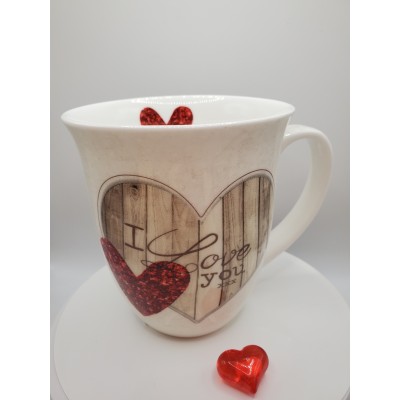 Love Gift Ceramic Mug with red heart